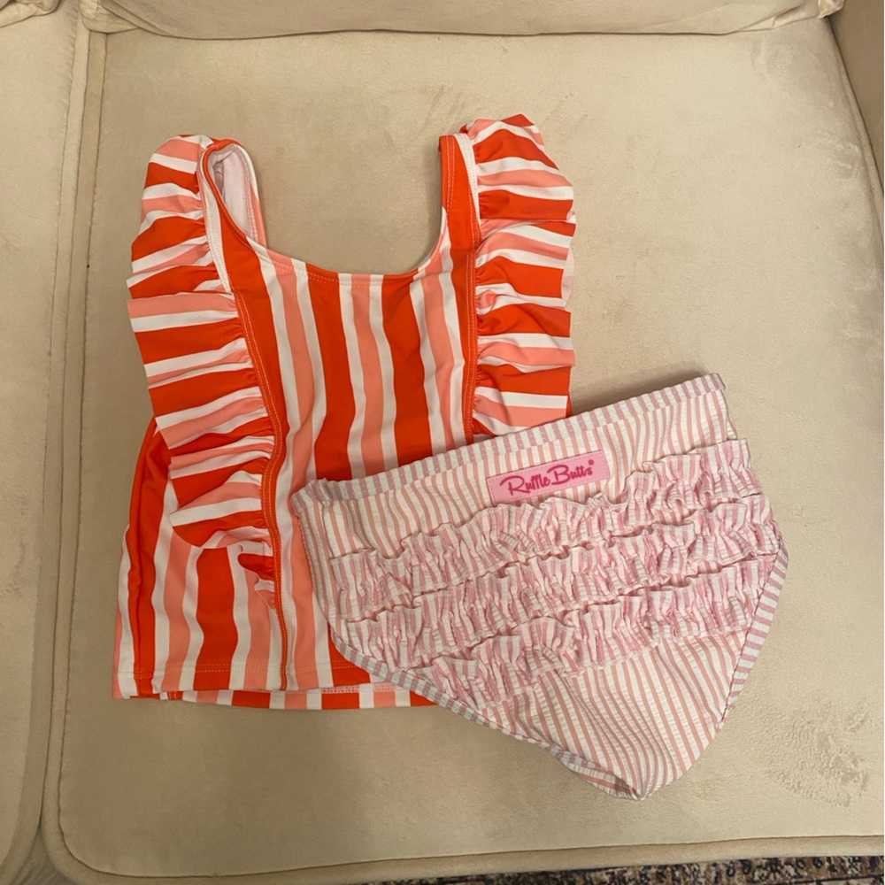 Ruffle Butts Vibrant Striped Swimwear Size 6